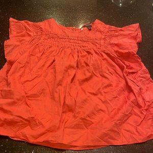 Banana Republic coral top with ruffle sleeves